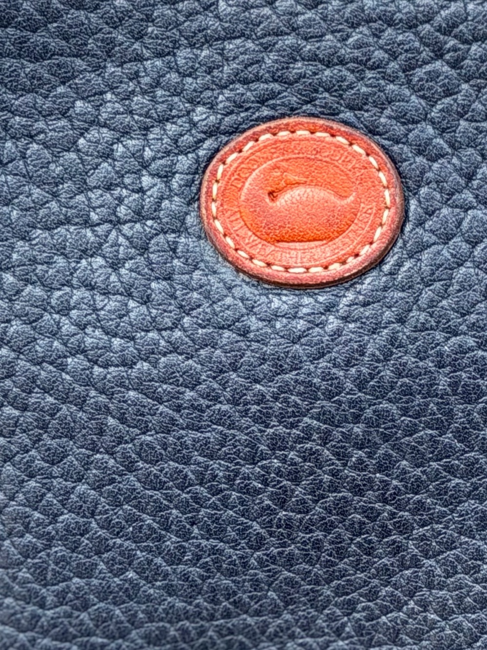 Dooney & Bourke Navy Pebbled Leather Eye Glass Case with Brown Logo Patch - Picture 3 of 7